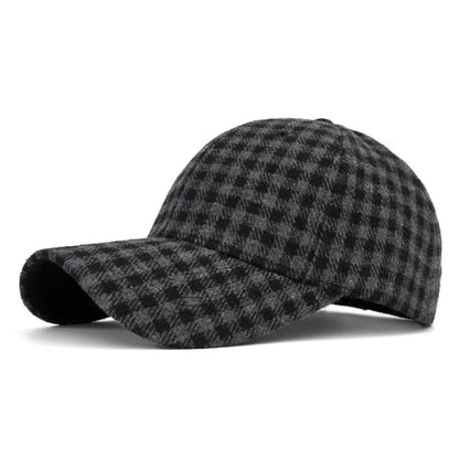 Classic Plaid Hard Brim Face Slimming Duckbill Baseball Hat