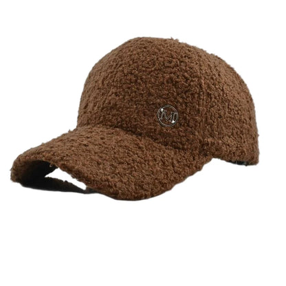 M Label Lamb Wool Baseball Cap