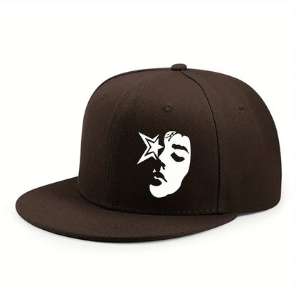 Y2K Face Pattern Printed Snapback Cap
