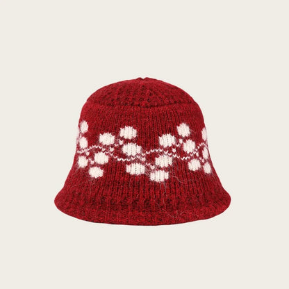 Jacquard Knit Winter Face Cover Bucket Hat