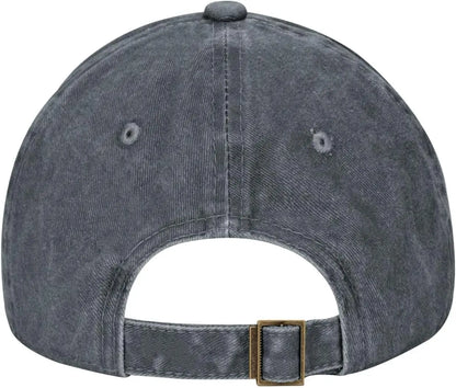 Peace Symbol Distressed Denim Vintage Baseball Cap