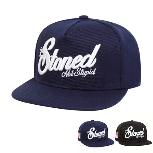 Unisex Stoned Letter Embroidery Hip Hop Snapback Cap