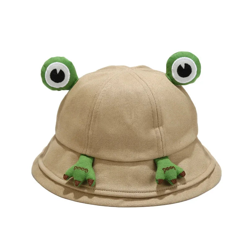Kids Cartoon Frog Bucket Hat with Ears