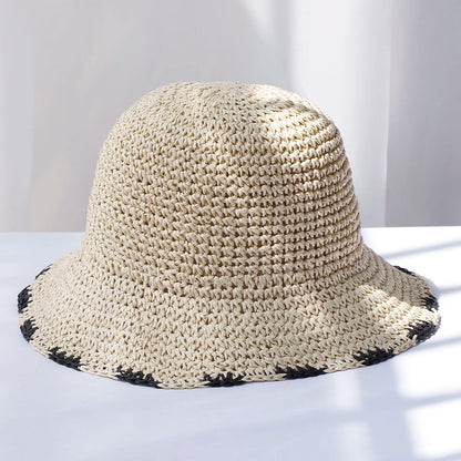 Straw Crochet UV Protection Summer Bucket Hat
