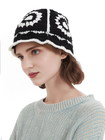 Handmade Crochet Floral Knit Foldable Bucket Hat