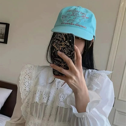 New Unisex Niche Unicorn Letters Embroidery Baseball Hats Flat Eave