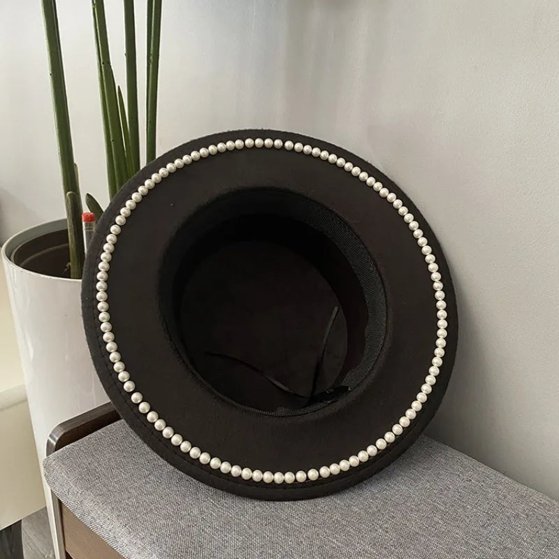 French Hepburn Pearl Flat Top Bucket Hat
