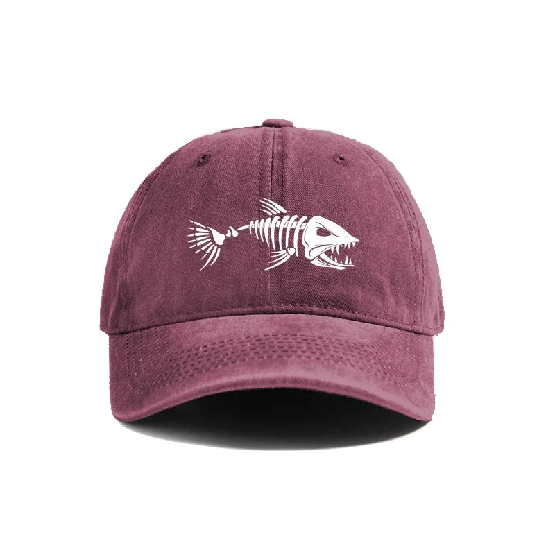 Vintage Fishbone Print Unisex Baseball Cap