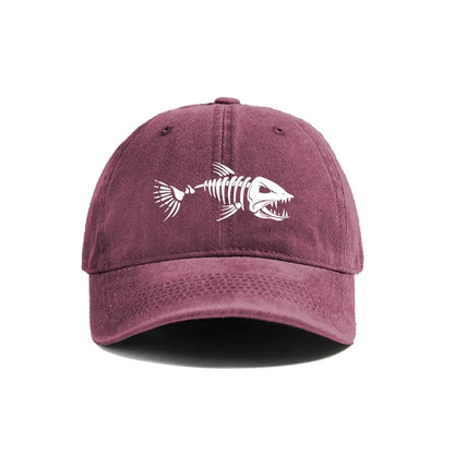 Vintage Fishbone Print Unisex Baseball Cap