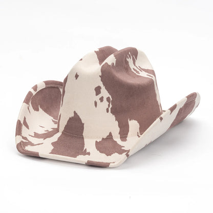 Cow Print Faux Suede Western Cowboy Hat