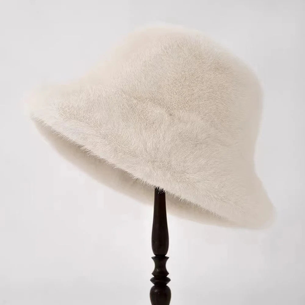 Y2K Faux Fur Fluffy Bucket Hat