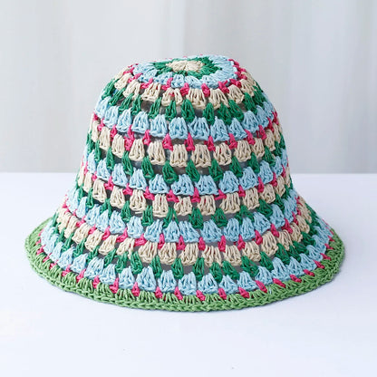 Handmade Multicolor Straw Bucket Hat