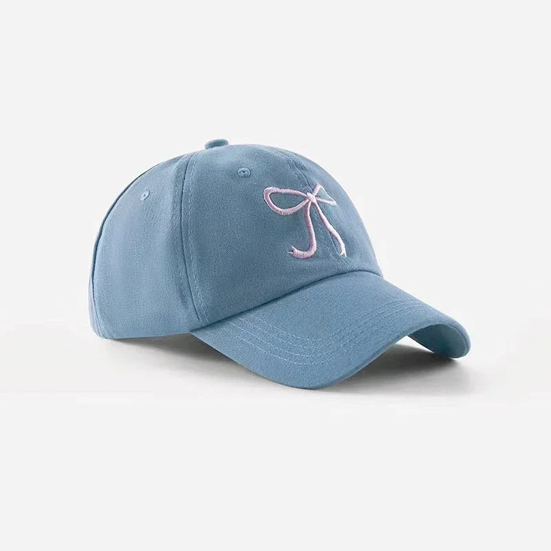 Women Bowknot Embroidered Cotton Baseball Cap