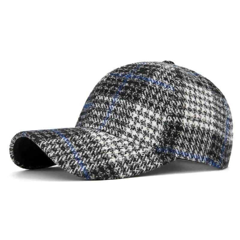 Classic Plaid Hard Brim Face Slimming Duckbill Baseball Hat