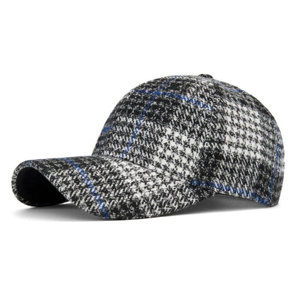 Classic Plaid Hard Brim Face Slimming Duckbill Baseball Hat
