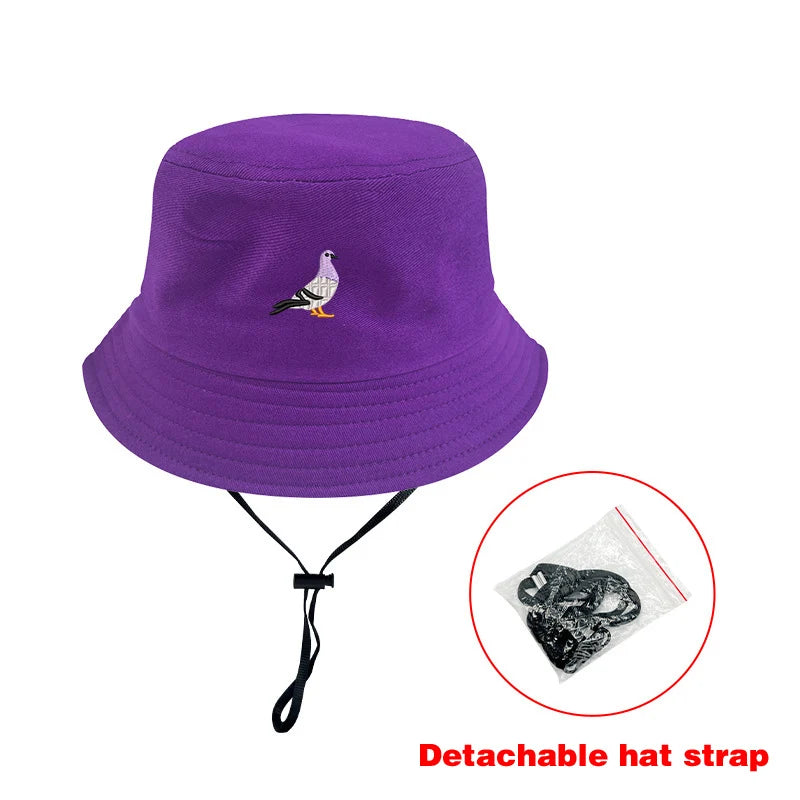 Unisex Embroidered Pigeon Bucket Hat