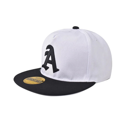 Unisex A Letter Embroidery Patchwork Hip-hop Flat Brim Cap
