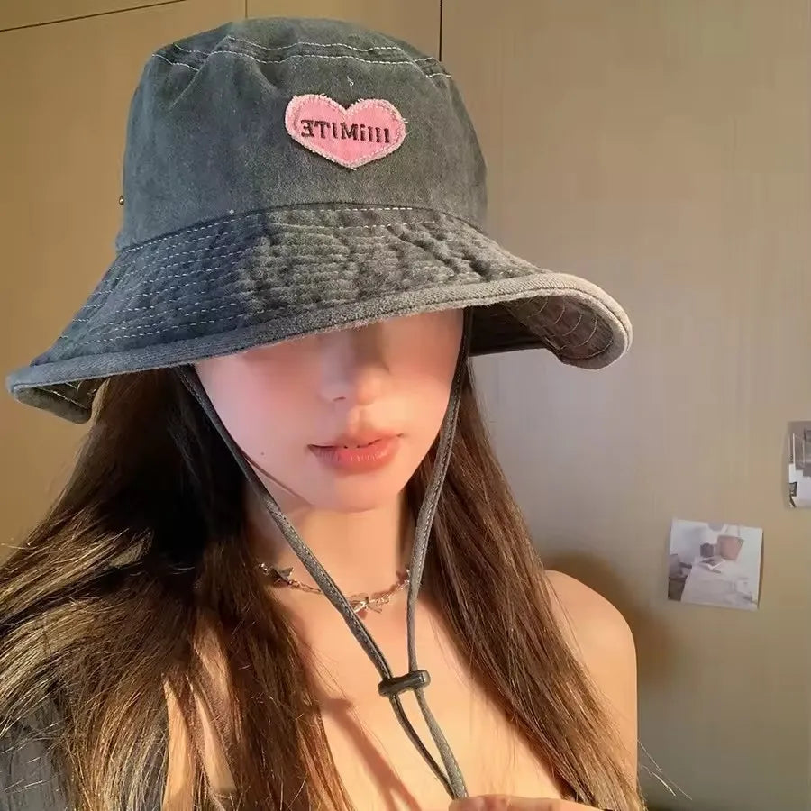 Japanese Retro Washed Cowboy Bucket Hat
