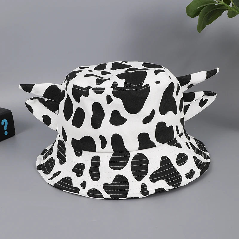Vintage Cow Print Horn Bucket Hat