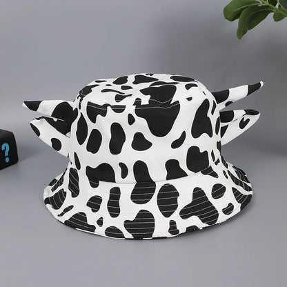 Vintage Cow Print Horn Bucket Hat