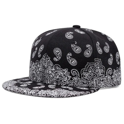 West Coast Cashew Flower Printed Adjustable Snapback Baseball Hat