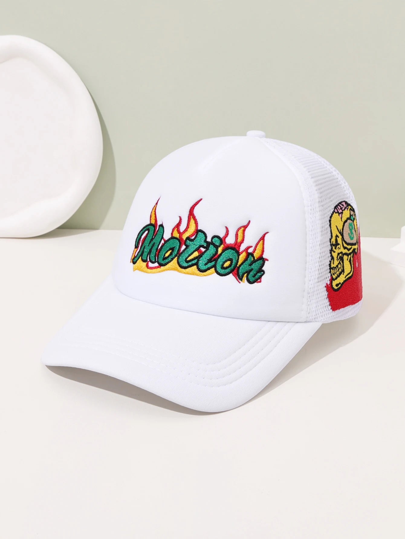 Unisex Motion Flame Embroidery Baseball Net Caps