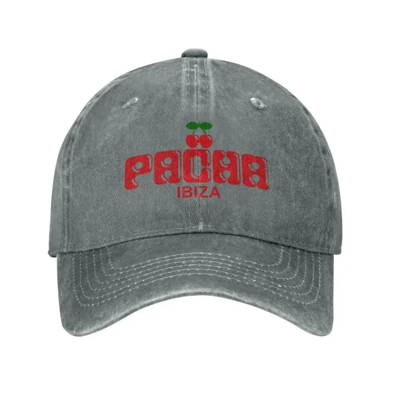 Preppy Cherry Washed Denim Baseball Cap