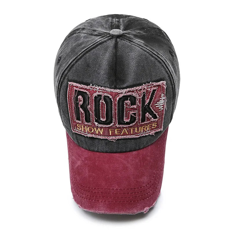 Korean Washed Letter Worn Out Denim Baseball Cap