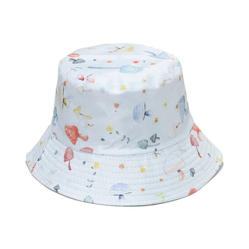 New Unisex Mushroom Print Foldable Cotton Bucket Hat