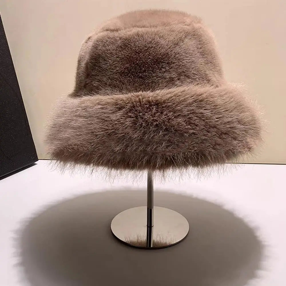 Women's Fluffy Faux Mink Fur Winter Bucket Hat