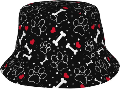Dog Paw Print Bucket Hat Summer Unisex Outdoor