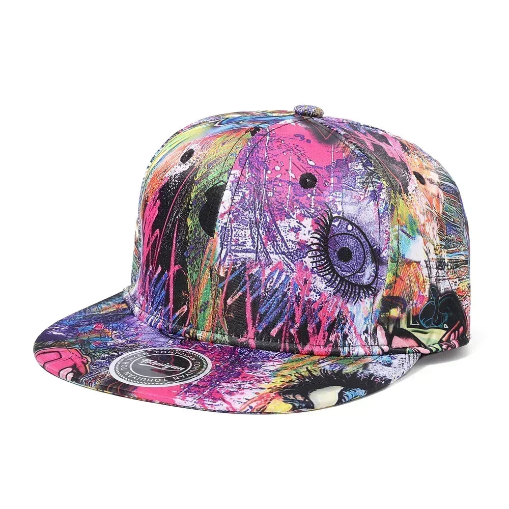Graffiti Printed Flat Visor Snapback Hat