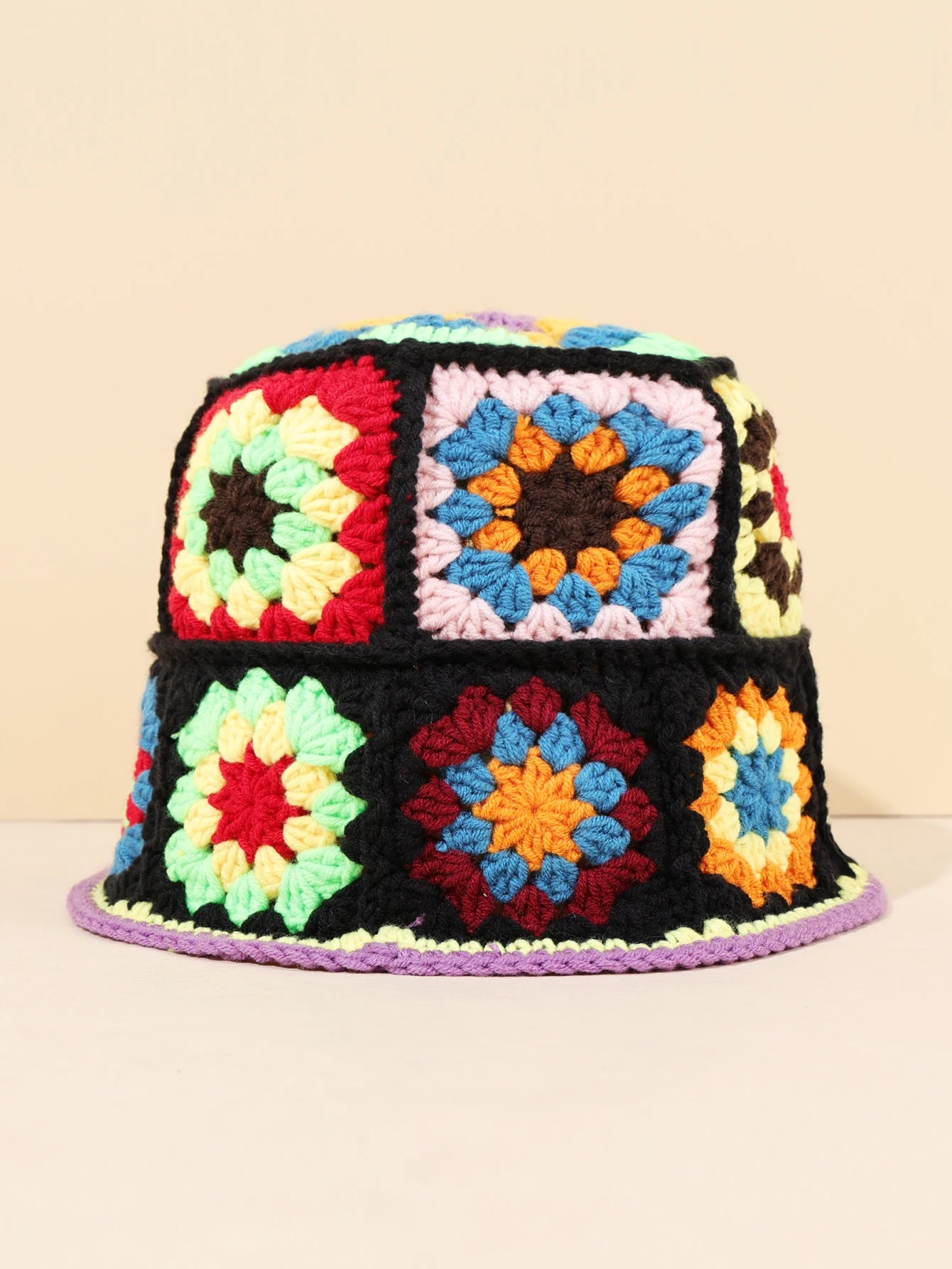 Colorful Retro Floral Woven Bucket Hat