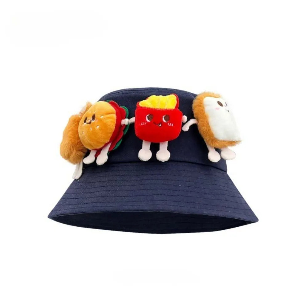 French Fries Hamburger Cartoon Sunshade Bucket Hat