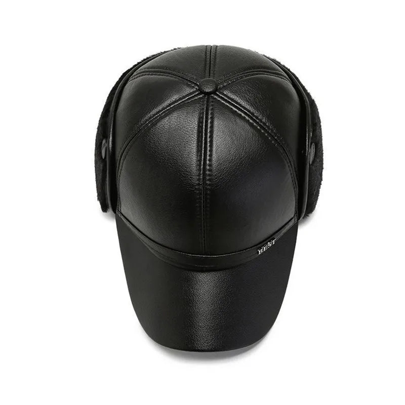 Soft Leather Warm Winter Baseball Hat