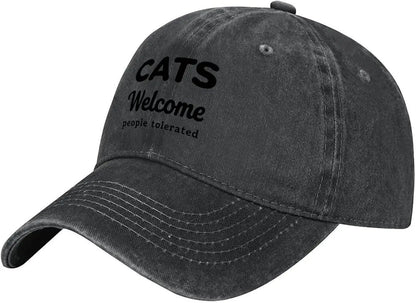 Cats Welcome People Tolerated Funny Cat Lover Baseball Cap