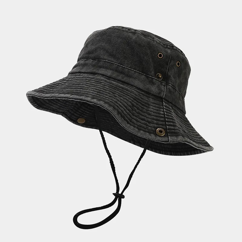 Unisex Solid Cotton All-Season Bucket Hat