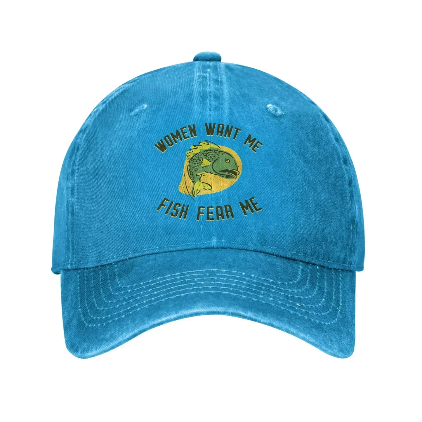 Women Want Me Fish Fear Me Washed Baseball Cap