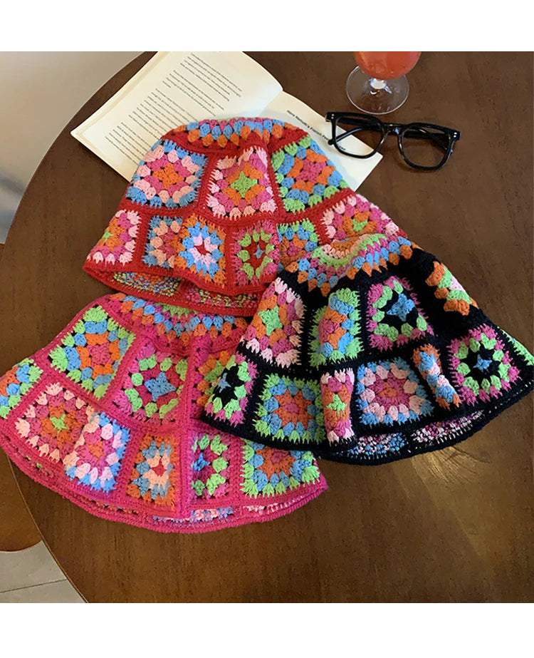 Colorful Crochet Woolen Bucket Hat