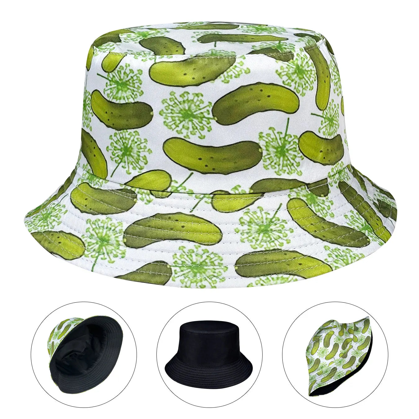 Cucumber Pattern Reversible Bucket Hat