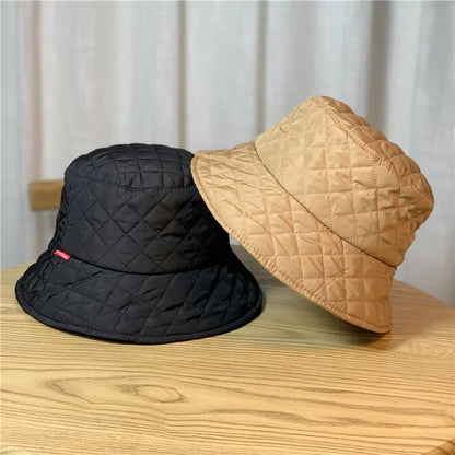 Down Cotton Diamond Grid Fisherman Hat