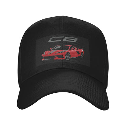 Red Chevy Corvette C8 Baseball Cap