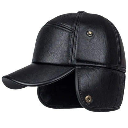 Men's PU Leather Warm Baseball Cap