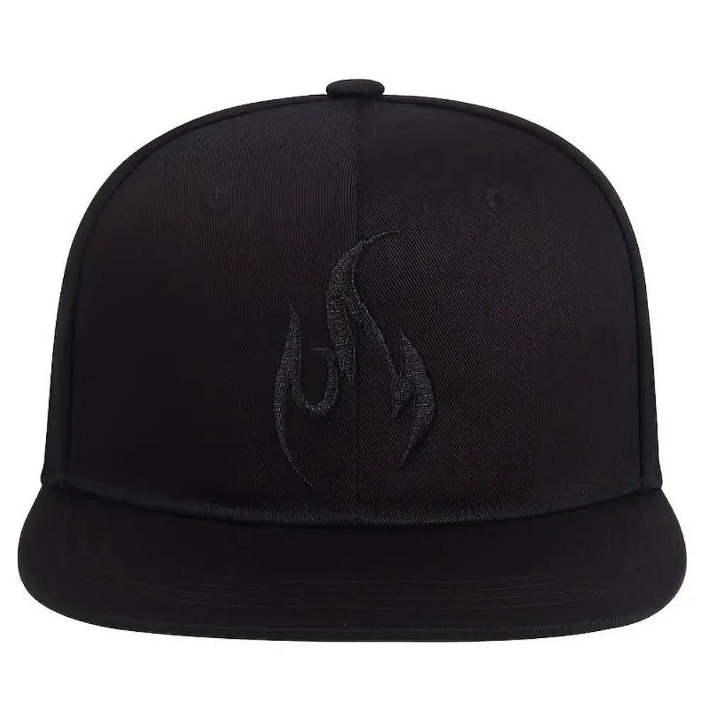 Flame Embroidery Adjustable Hip Hop Snapback Cap