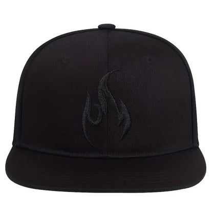 Flame Embroidery Adjustable Hip Hop Snapback Cap