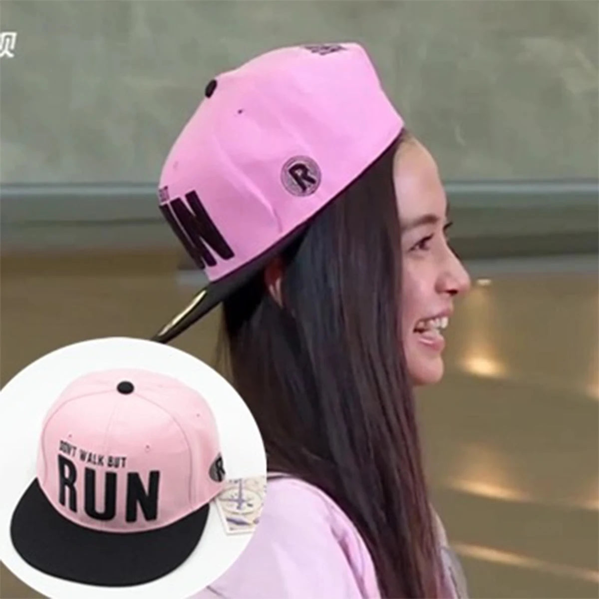RUN Letter Color Block Snapback Cap