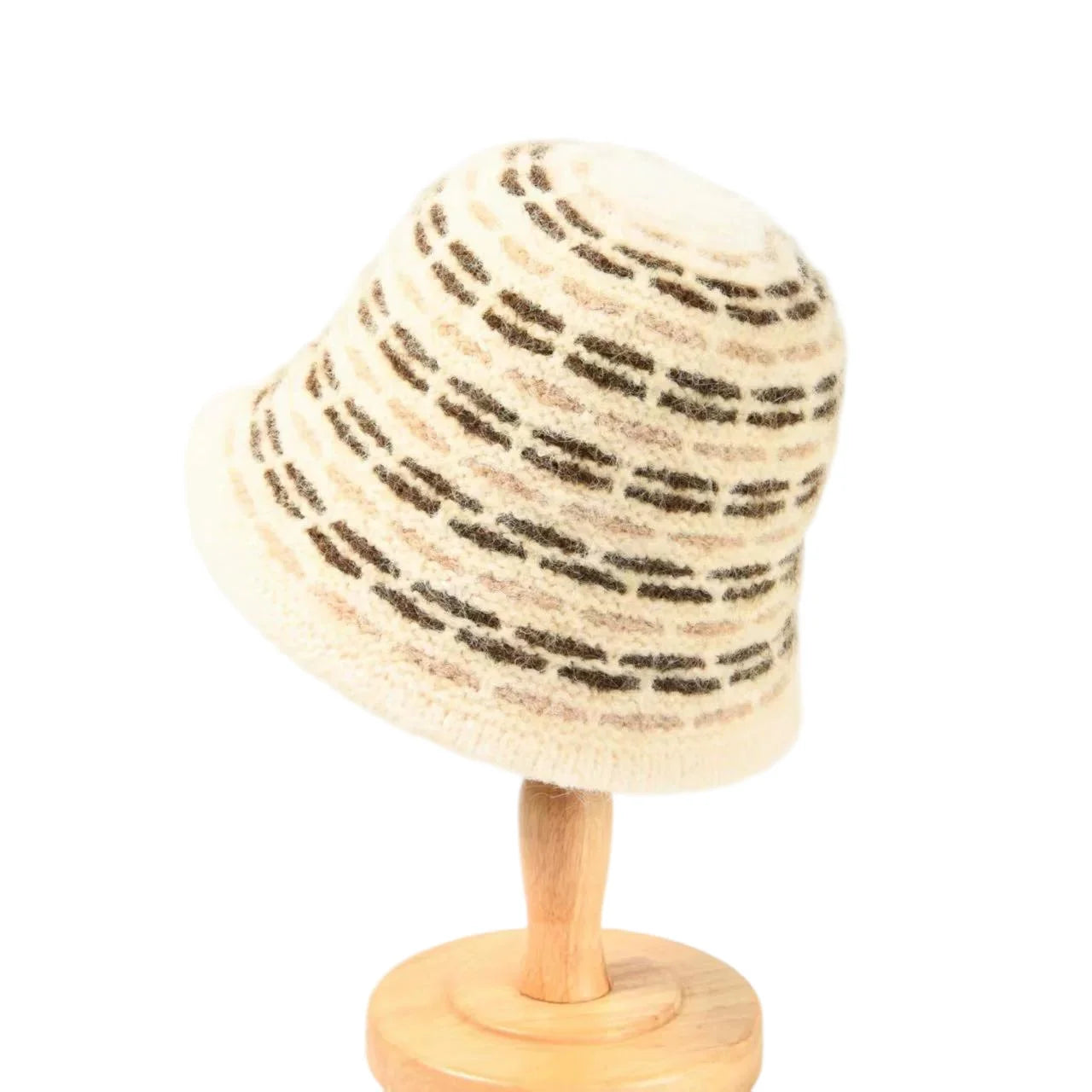 Large Circumference Striped Plush Bucket Hat
