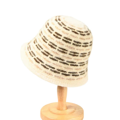 Large Circumference Striped Plush Bucket Hat