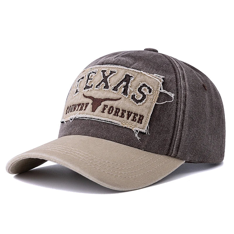 Washed Texas Letter Embroidered Baseball Cap