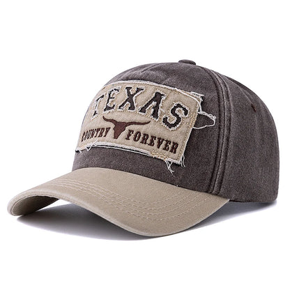 Washed Texas Letter Embroidered Baseball Cap
